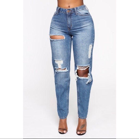Fashion Nova Kia Boyfriend Jeans - Medium Blue - Picture 5 of 6